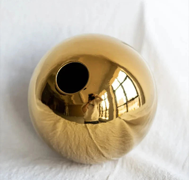 Golden Ceramic Ball Vase