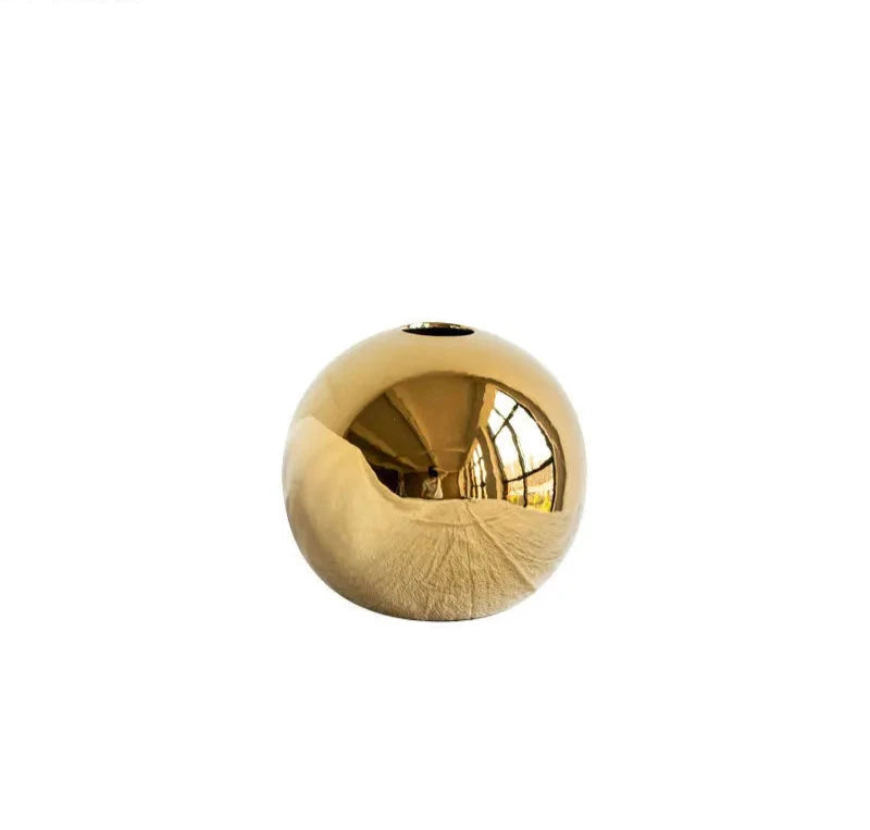 Golden Ceramic Ball Vase