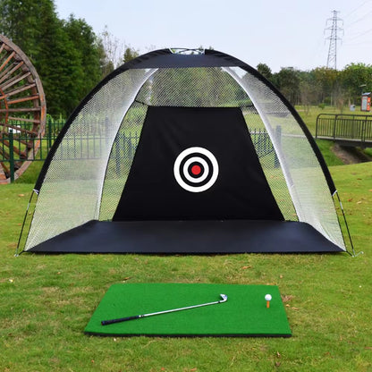 Outdoor/Indoor Golf Practice Strike Tent with Mesh Mat