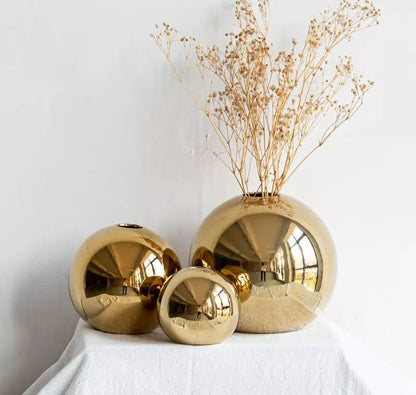 Golden Ceramic Ball Vase