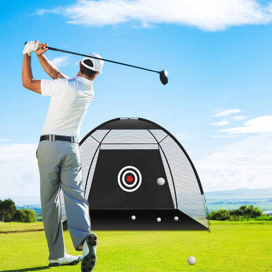 Outdoor/Indoor Golf Practice Strike Tent with Mesh Mat